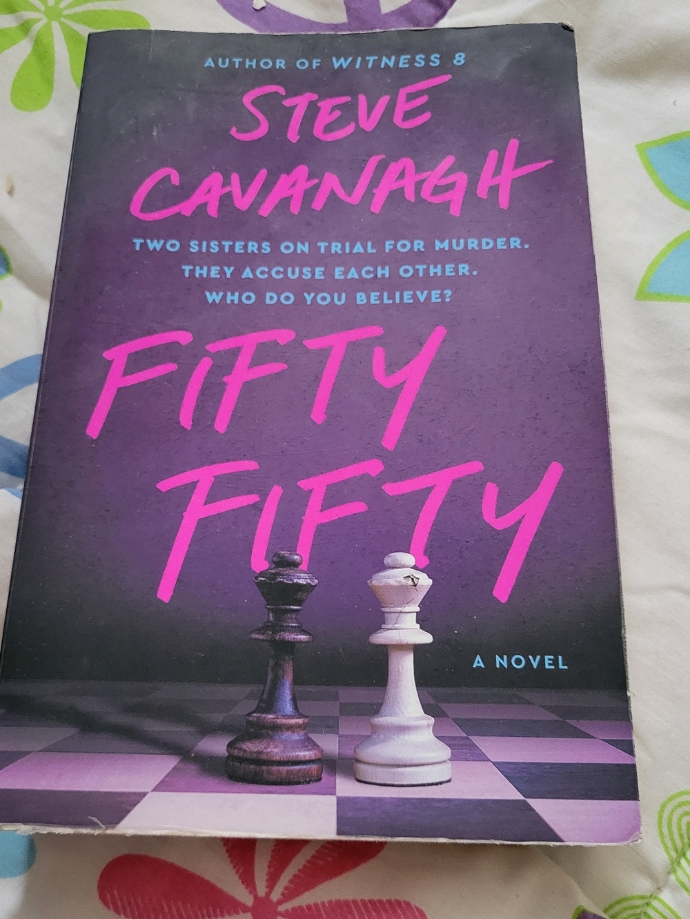 Steve Cavanagh "Fifty Fifty" Paperback Novel - Pink & Purple Cover